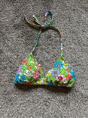 Vibrant Floral Triangle Bikini Top - Multicolor